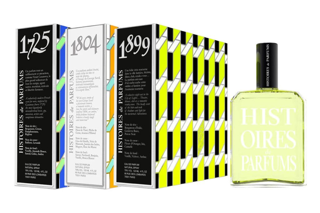 Collection complète des parfums Histoire de Parfums disponible au Bijou Parfumé à Grenoble, fragrances de niche raffinées et uniques.